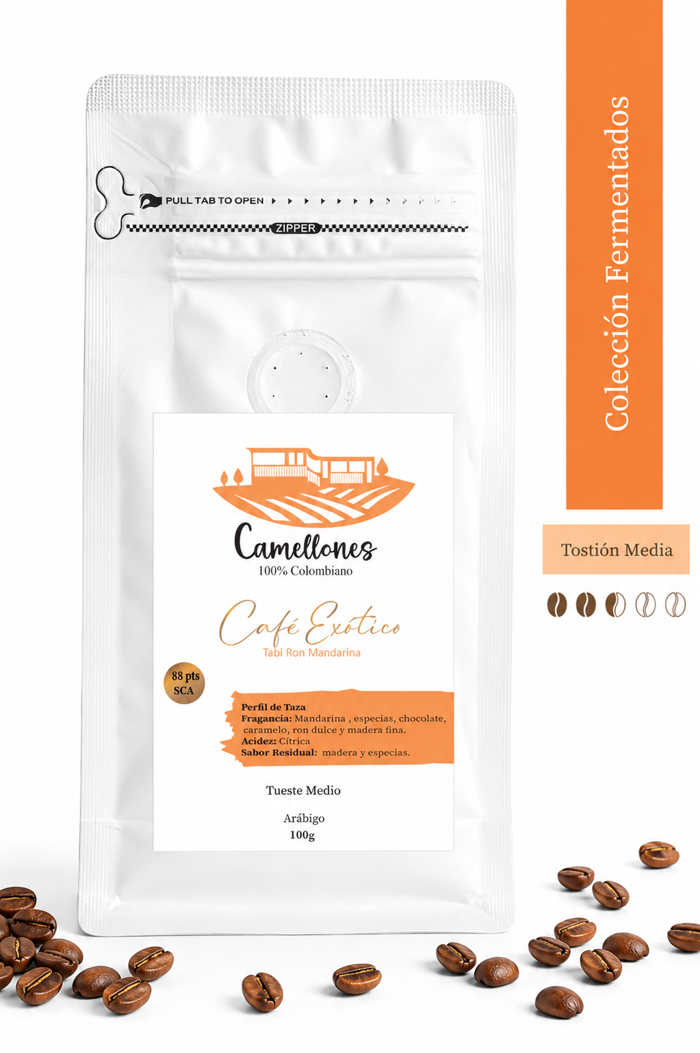 Café Exótico, Tabí Mandarina Ron Molido de 100g