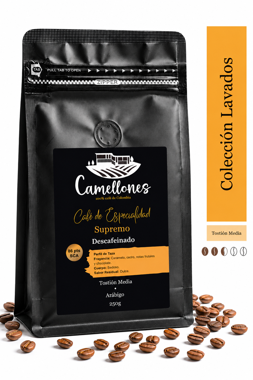 Café Supremo Descafeinado en Grano de 250g