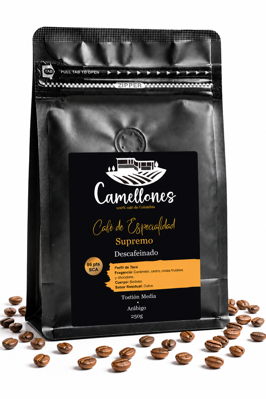 Café Supremo Descafeinado en Grano de 250g - Imagen 2