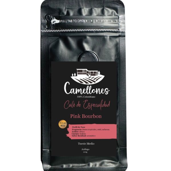 Café Pink Bourbon Molido, Tostión Media de 100g