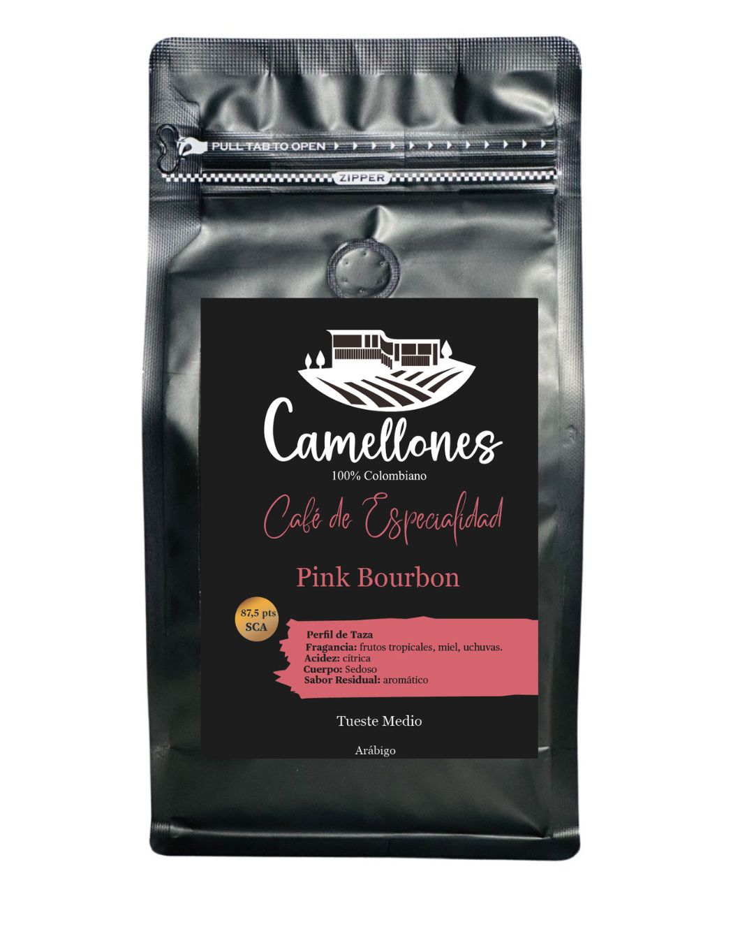 Café Pink Bourbon Grano, Tostión Media de 500g
