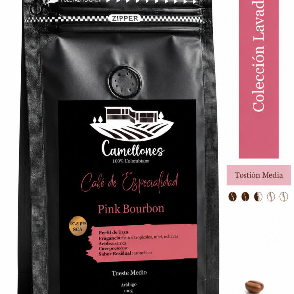 Café Pink Bourbon  Molido, Tostión Media de 100g