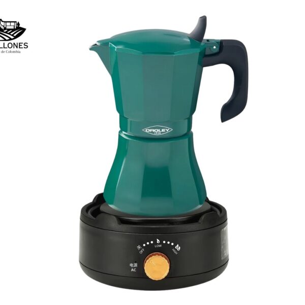 Pack Cocina  Eléctrica Portátil Negra + Moka Verde de 9 Tazas