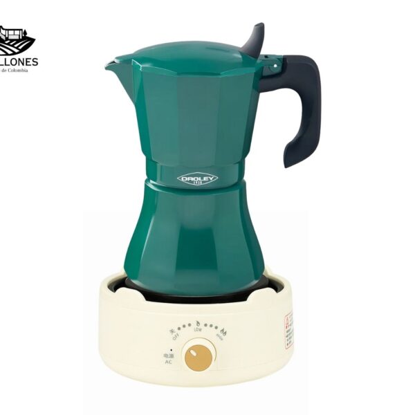 Pack Cocina  Eléctrica Portátil Blanca + Moka Verde de 9 Tazas