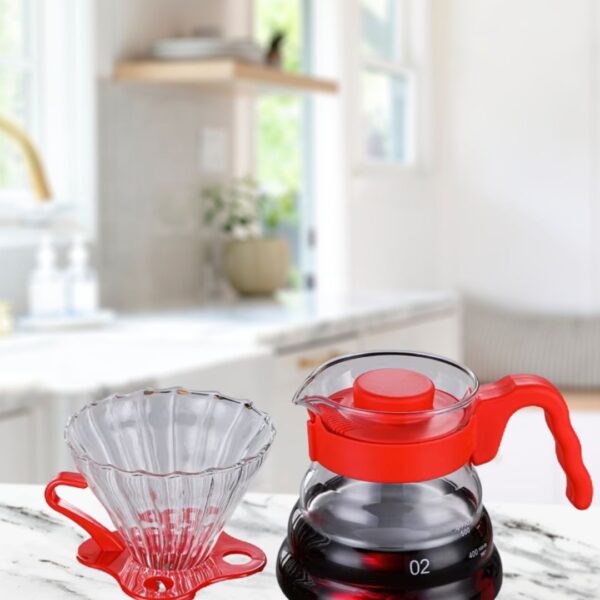 Set Cafetera Tipo V60 Más Coffee Server Color Rojo