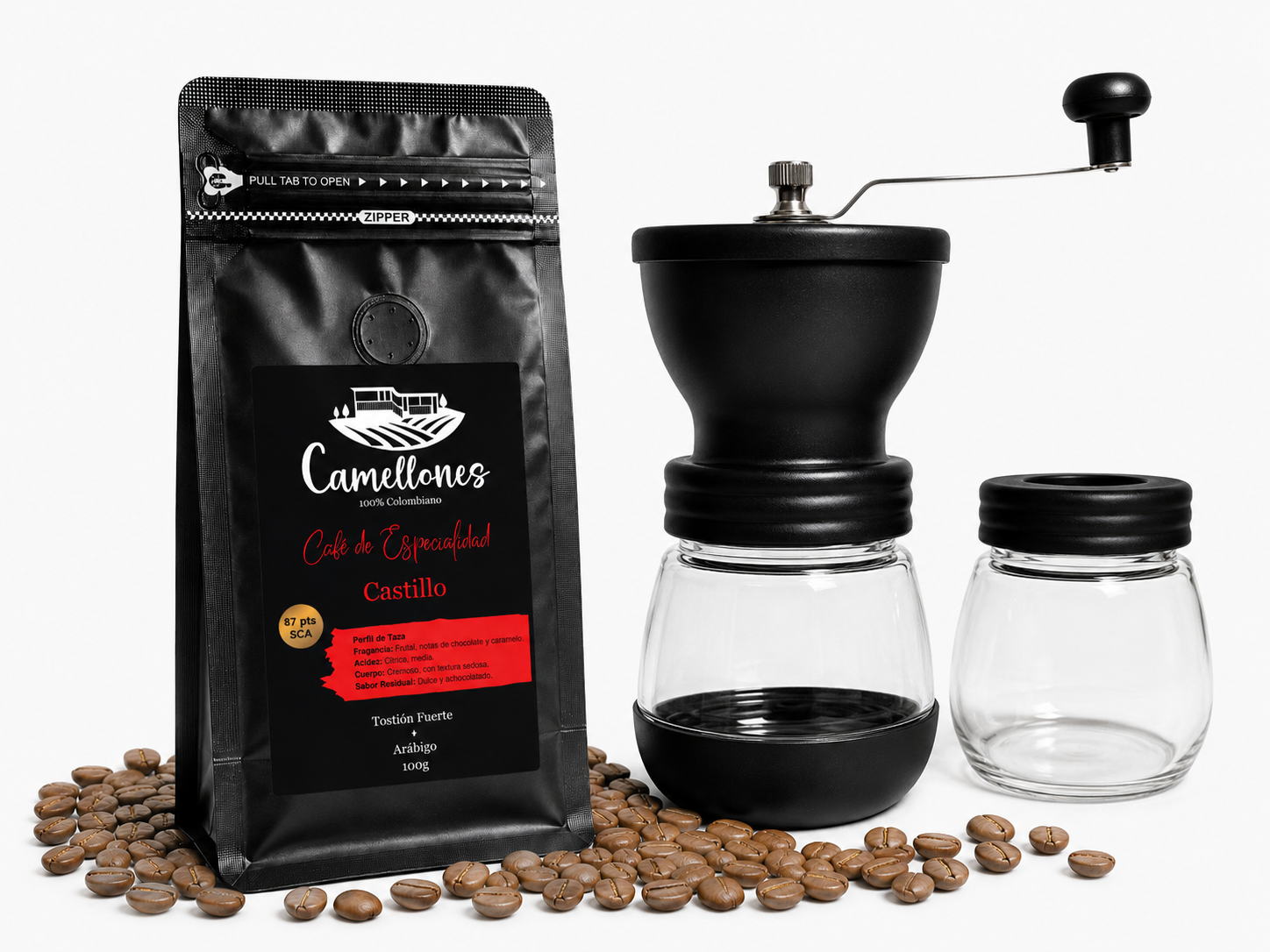 Pack Café Castillo en Grano de 100g + Molino Manual