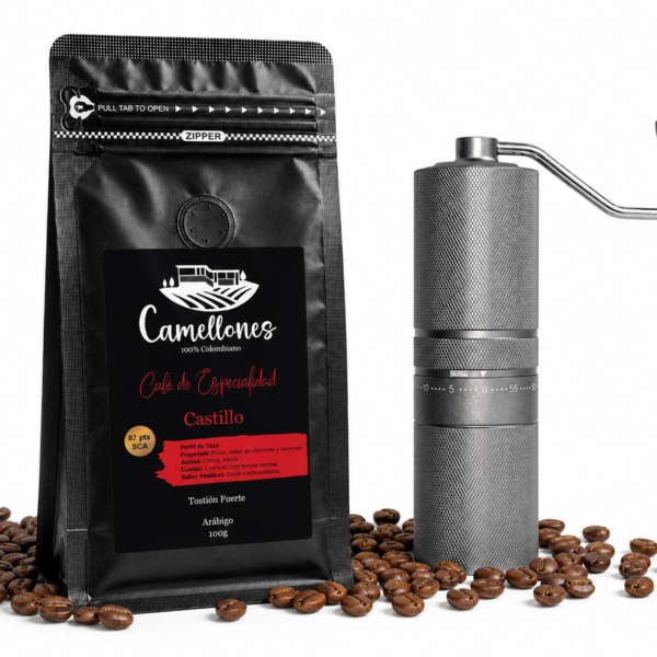 Molino Profesional en Acero Inoxidable + Café Castillo en Grano de 100g