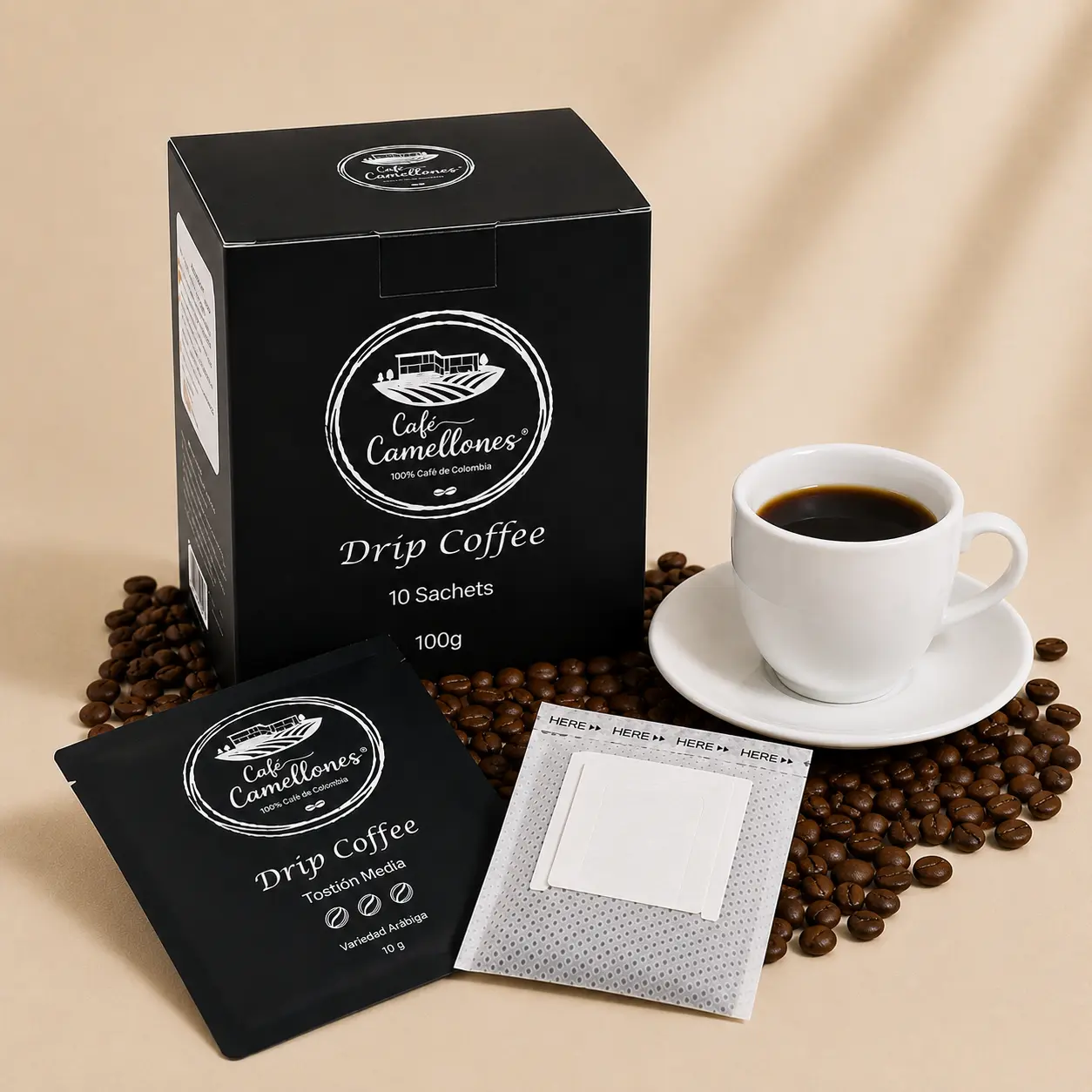 Drip Coffee Café Camellones – 10 unidades - Imagen 3