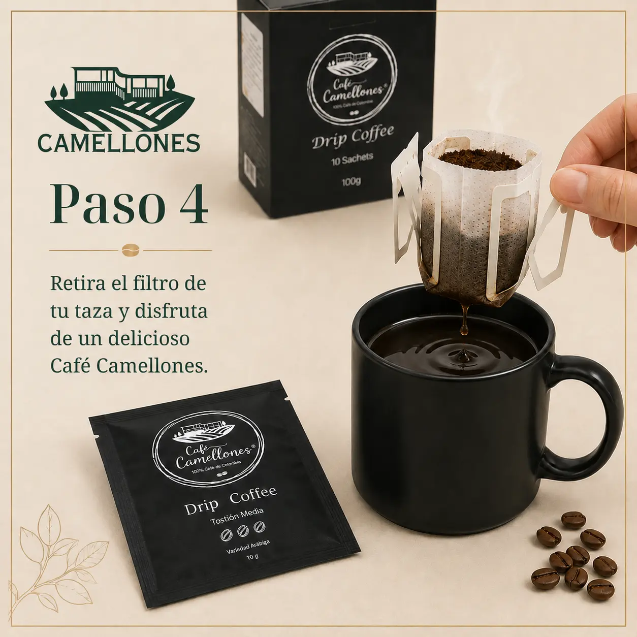 Drip Coffee Café Camellones – 10 unidades - Imagen 7