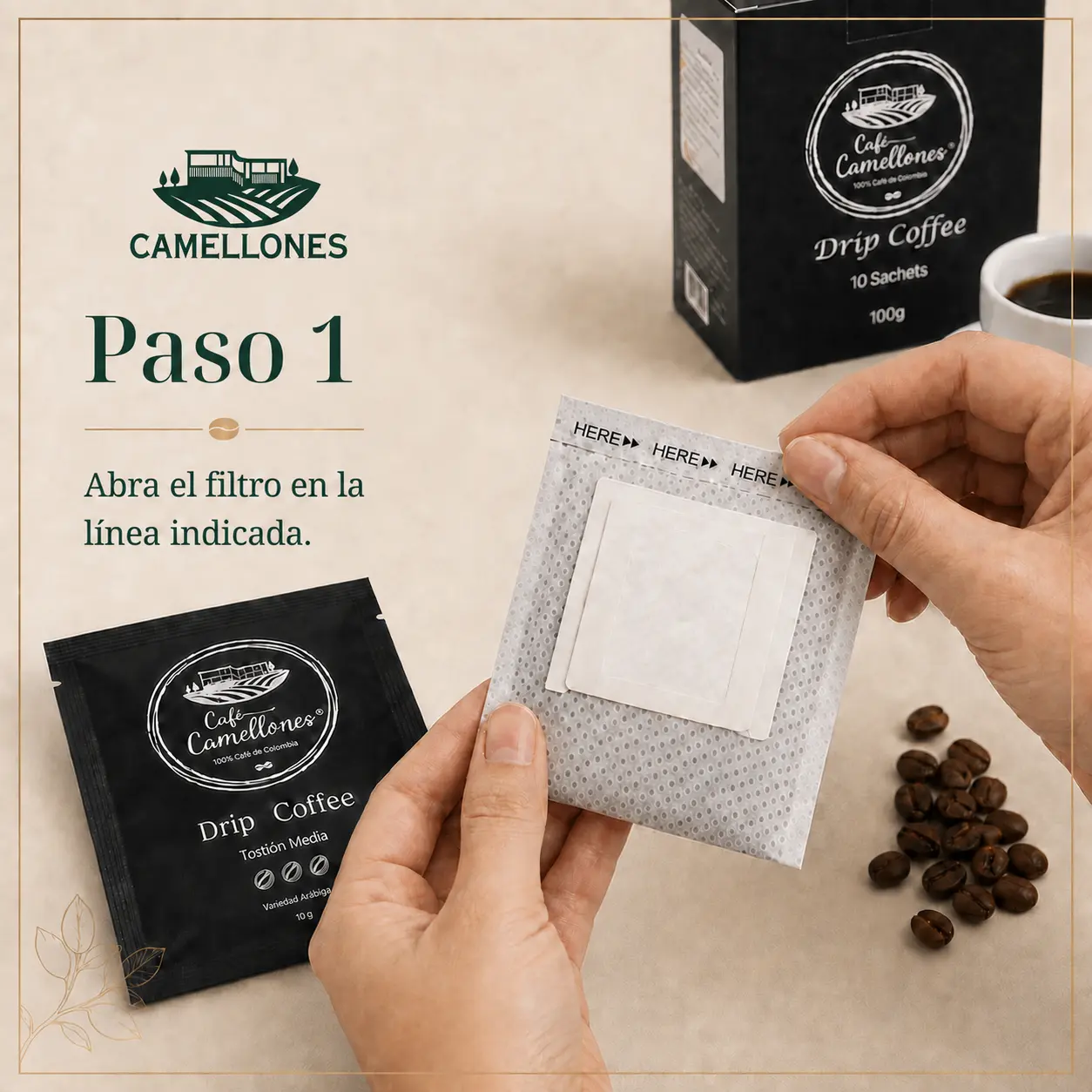 Drip Coffee Café Camellones – 10 unidades - Imagen 4
